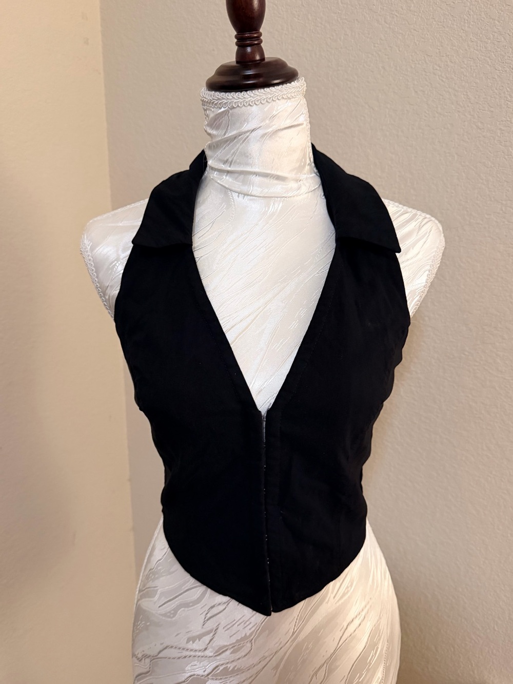 Urban Outfitters Black Halter Zip-Front Crop Top